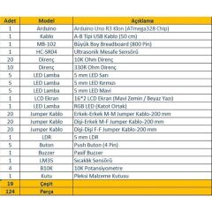 Arduino 124 Parça Uno R3 Robotik Kodlama Süper Başlangıç Seti T1