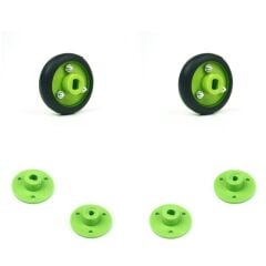 30x8 mm Yeşil Renk Geçmeli Hafif Lastik Tekerlek Seti