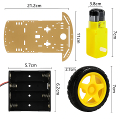 2WD Çok Amaçlı Mobil Robot Araba Platformu Kendin Yap Kiti Redüktörlü Motor ve Şase Seti Demonte(Montesiz)