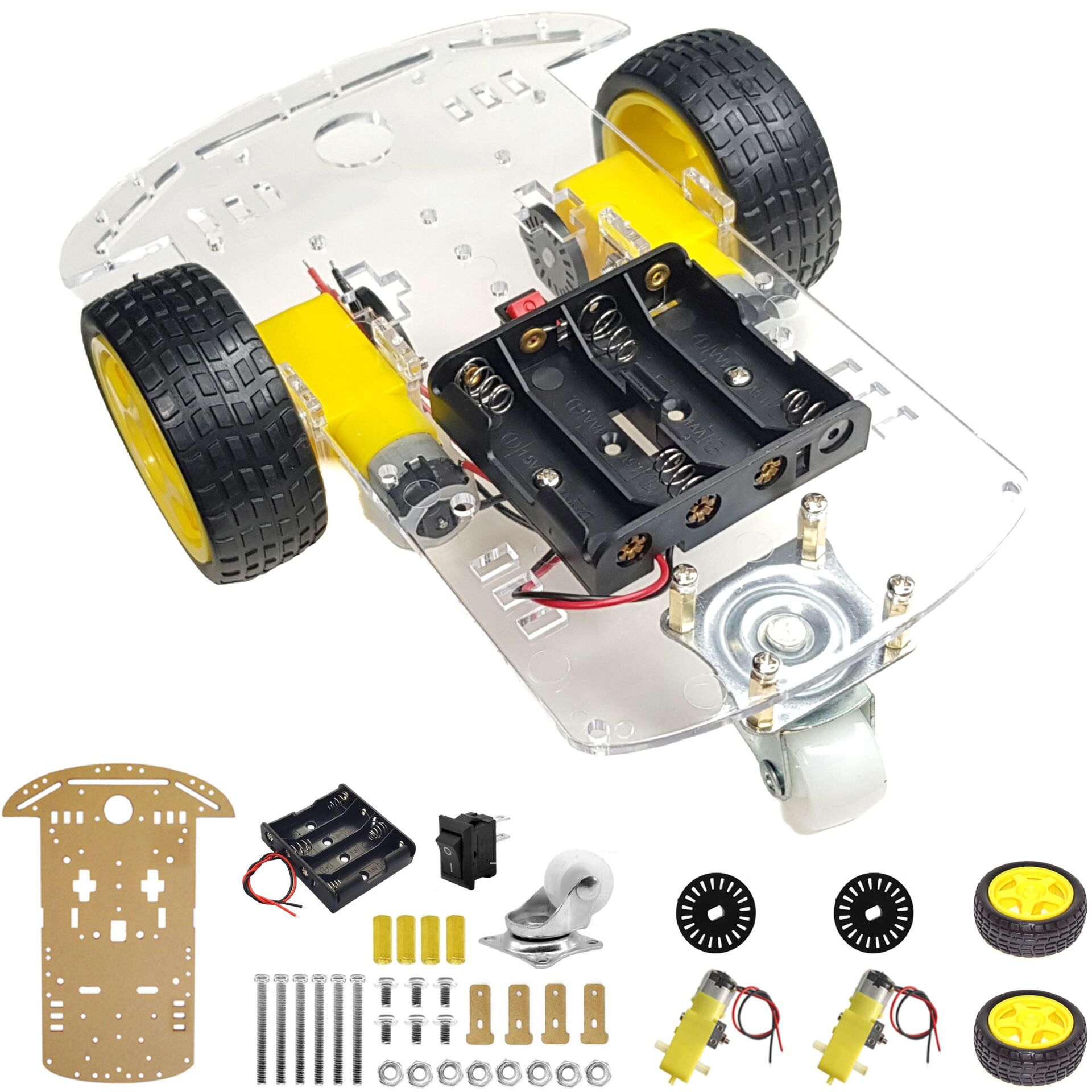 2WD Çok Amaçlı Mobil Robot Araba Platformu Kendin Yap Kiti Redüktörlü Motor ve Şase Seti Demonte(Montesiz)