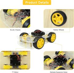 4WD Çok Amaçlı Mobil Robot Araba Platformu Kendin Yap Kiti Redüktörlü Motor ve Şase Seti Demonte(Montesiz)