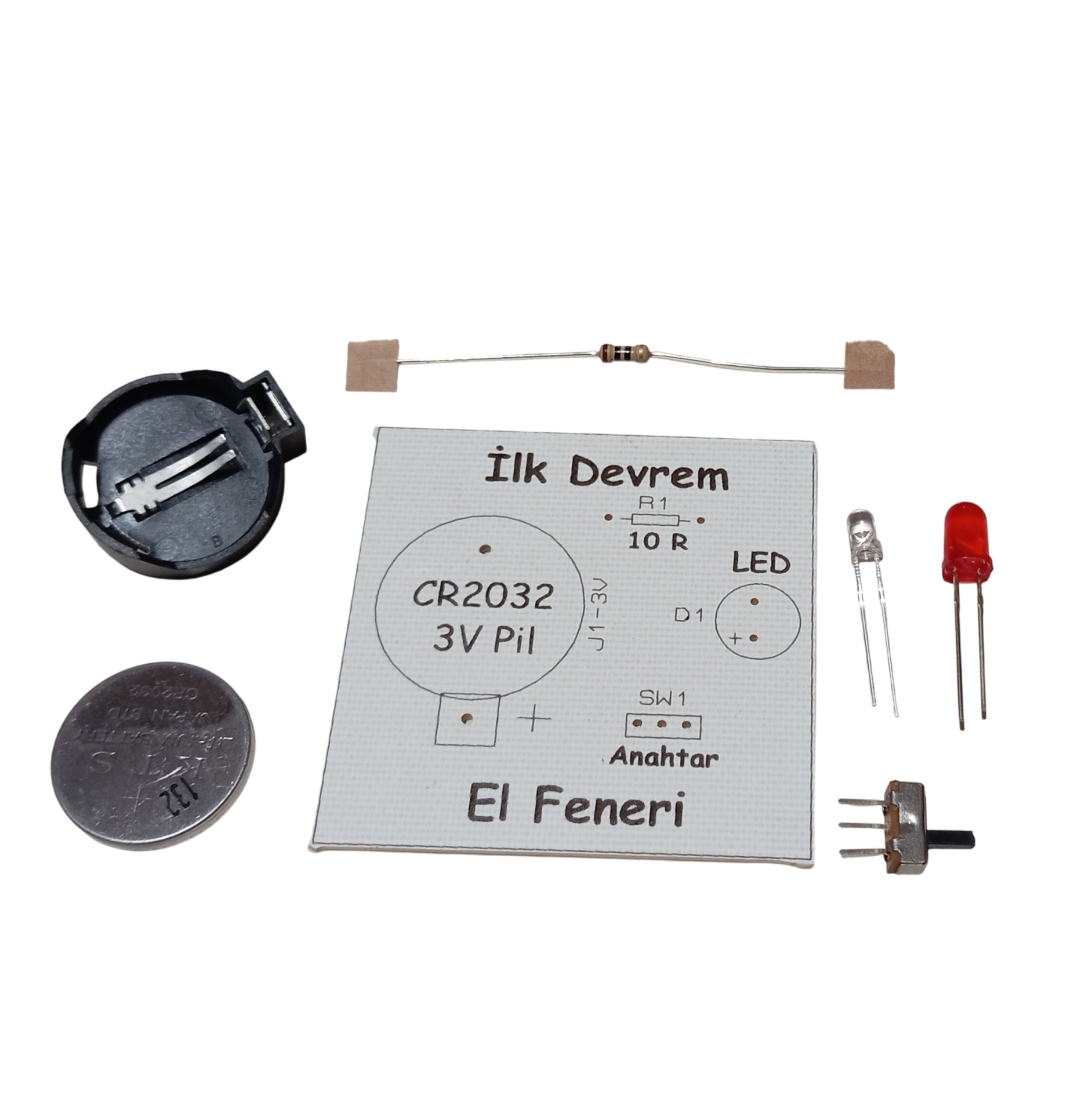 İlk Devrem El Feneri Kendin Yap Hobi Devresi DIY Lehimleme Kiti Demonte(Montesiz)