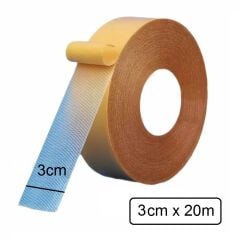 Çift Taraflı Örgülü Bant 30mm 20 Metre Fiber Takviyeli Dokuma Örgü Bez Destekli Silikon Yapıştırıcı Kalıntısız Soyulabilir Sabitleme Ahşap İşleme Şablonu Halı Kaydırmaz Montaj Bandı
