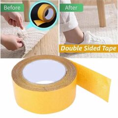 Çift Taraflı Örgülü Bant 30mm 20 Metre Fiber Takviyeli Dokuma Örgü Bez Destekli Silikon Yapıştırıcı Kalıntısız Soyulabilir Sabitleme Ahşap İşleme Şablonu Halı Kaydırmaz Montaj Bandı