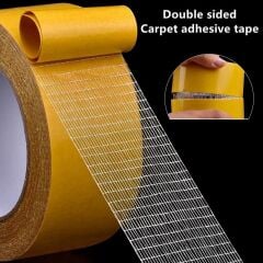 Çift Taraflı Örgülü Bant 50mm 10 Metre Fiber Takviyeli Dokuma Örgü Bez Destekli Silikon Yapıştırıcı Kalıntısız Soyulabilir Sabitleme Ahşap İşleme Şablonu Halı Kaydırmaz Montaj Bandı