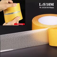 Çift Taraflı Örgülü Bant 50mm 10 Metre Fiber Takviyeli Dokuma Örgü Bez Destekli Silikon Yapıştırıcı Kalıntısız Soyulabilir Sabitleme Ahşap İşleme Şablonu Halı Kaydırmaz Montaj Bandı