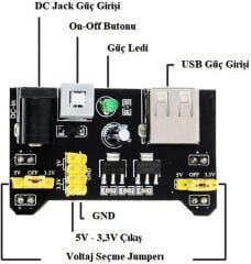 MB-102 3.3V 5V Breadboard Güç Kaynağı Kartı 3.3V/5V Breadboard Güç Kartı Modülü MB102