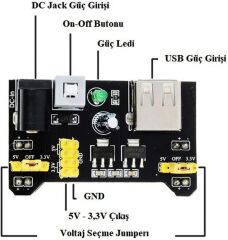 MB-102 3.3V 5V Breadboard Güç Kaynağı Kartı 3.3V/5V Breadboard Güç Kartı Modülü MB102