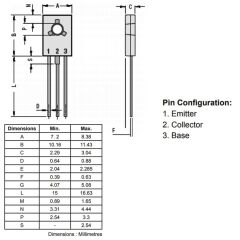 10 Adet BD139 Transistör Kısa Bacak 7mm 1.5A 80V NPN BJT TO126 Kılıf