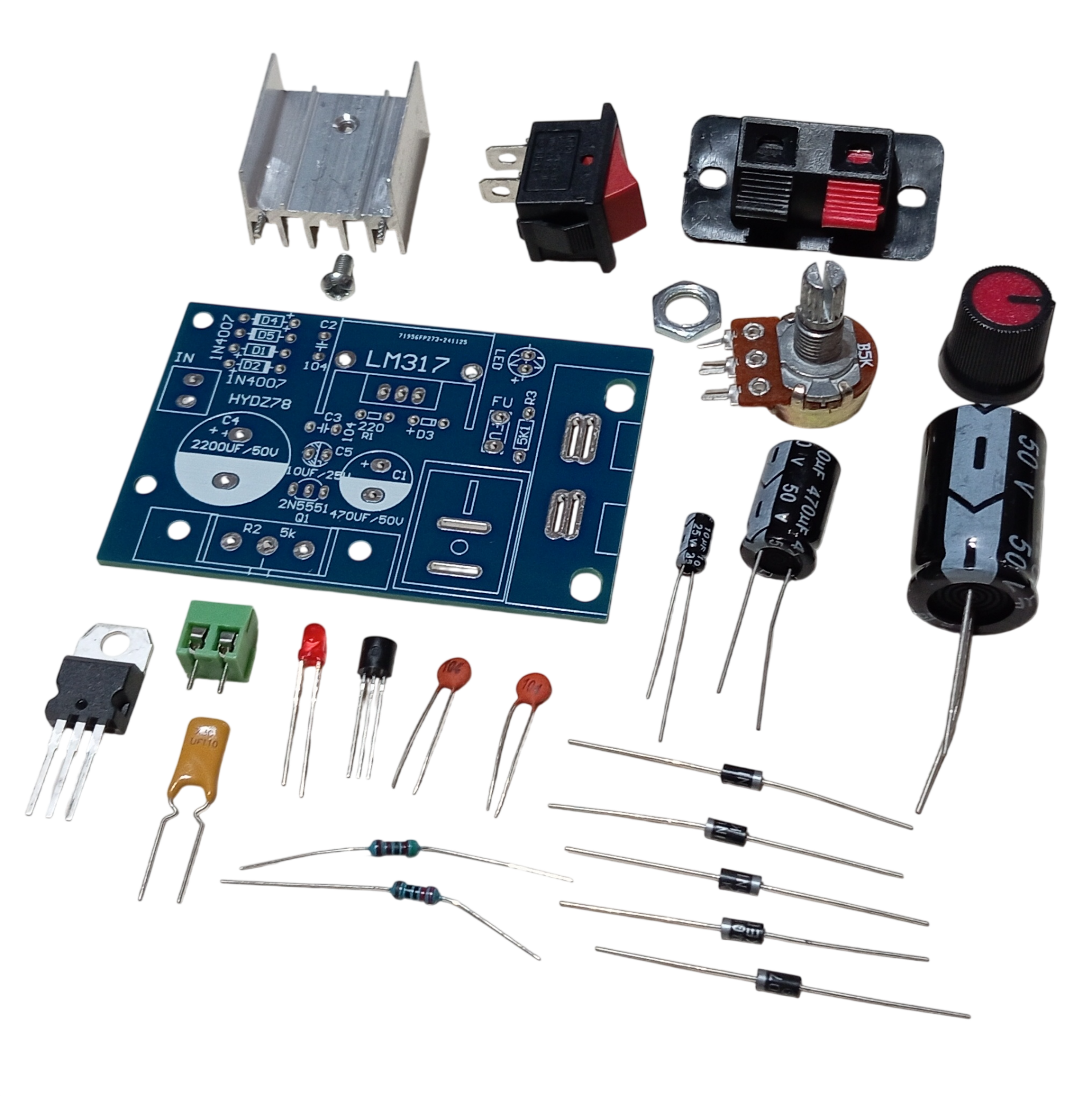 DC 1.25-30V 1A LM317 ile Ayarlanabilir Güç Kaynağı Kendin Yap Hobi Devresi DIY Lehimleme Kiti Demonte(Montesiz)