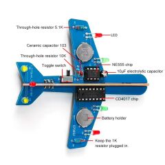 DC 6V Renkli Led Işık Mini Uçak Modeli Kendin Yap Hobi Devresi DIY Lehimleme Kiti Demonte(Montesiz)