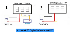 0.28'' DC 0-100v Mini Dijital Voltmetre - 3 Kablolu