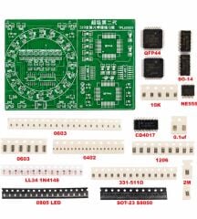 SMD Lehimleme Uygulama Kartı CD4017 NE555 Dönen Işık Kendin Yap Hobi Devresi DIY Lehimleme Kiti Demonte(Montesiz)