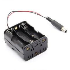 6'lı AA Pil Yuvası (Çift Taraflı ve Barrel Jack Çıkışlı) - Pil Yatağı