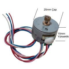 25BY24L037B-4A 25mm Çap 24 Adım 15° Bipolar Step Motor 4 Uç