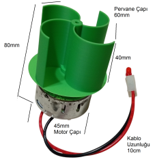 Dikey Rüzgar Türbini DC Motor Led Pervane Seti DIY Kendin Yap Hobi Eğitim Deney Kiti