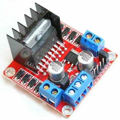 L298N Voltaj Regulatörlü Çift Motor Sürücü Kartı Kırmızı PCB