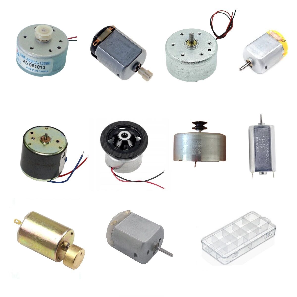 Küçük Tip Elektrik DC Motor Deney Seti Kutulu - 10 Adet (Titreşim ve Oyuncak Motoru Hediyeli)