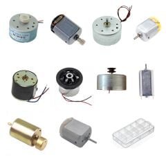 Küçük Tip Elektrik DC Motor Deney Seti Kutulu - 10 Adet (Titreşim ve Oyuncak Motoru Hediyeli)