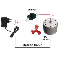 Adaptörlü Anahtarlı Basit Motor Deney Seti - Öğrenci Elektrik Devresi