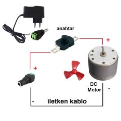 Adaptörlü Anahtarlı Soketli Basit Motor Deney Seti - Öğrenci Elektrik Devresi