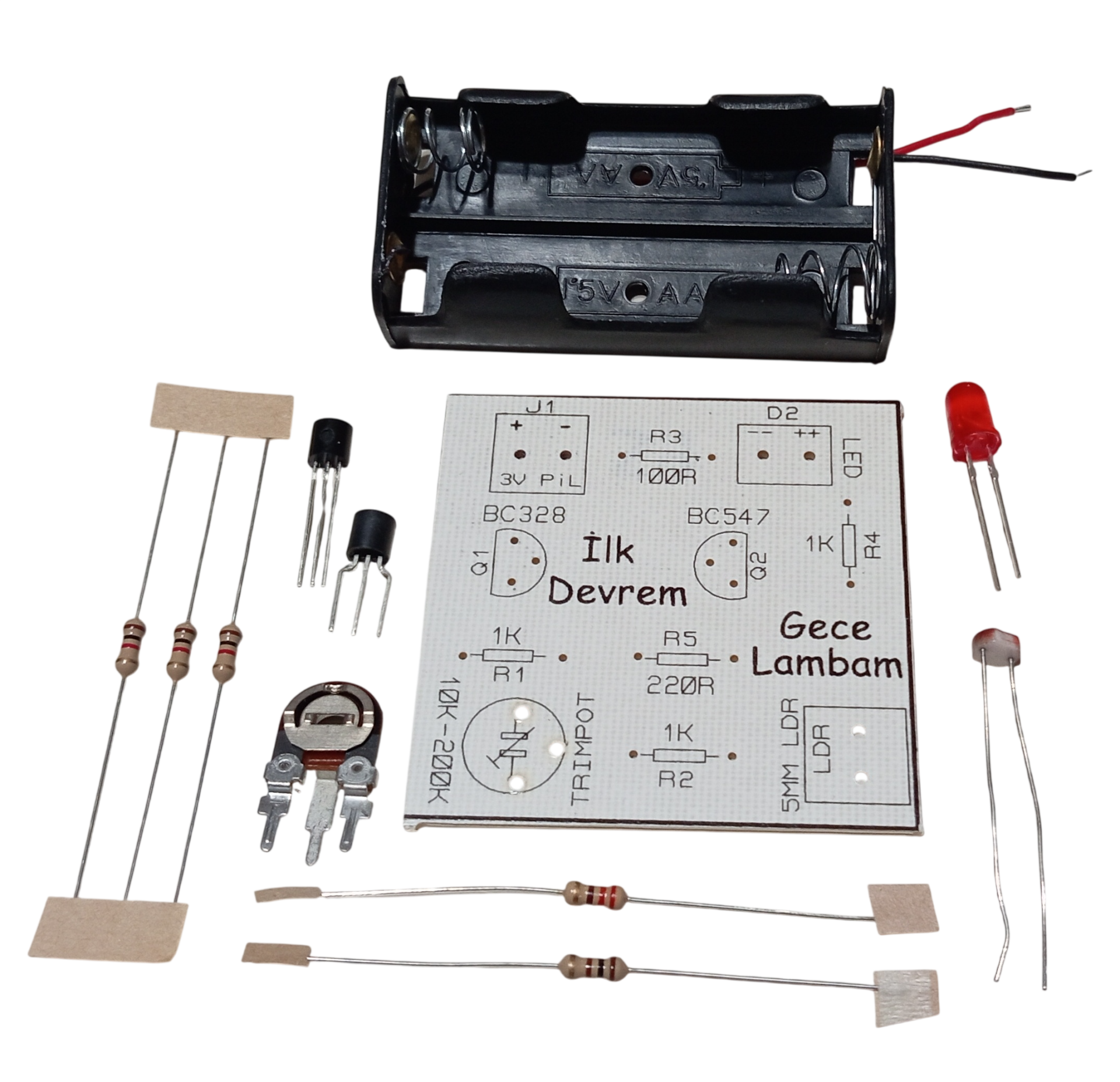 İlk Devrem Gece Lambası Kendin Yap Hobi Devresi DIY Lehimleme Kiti Demonte(Montesiz)