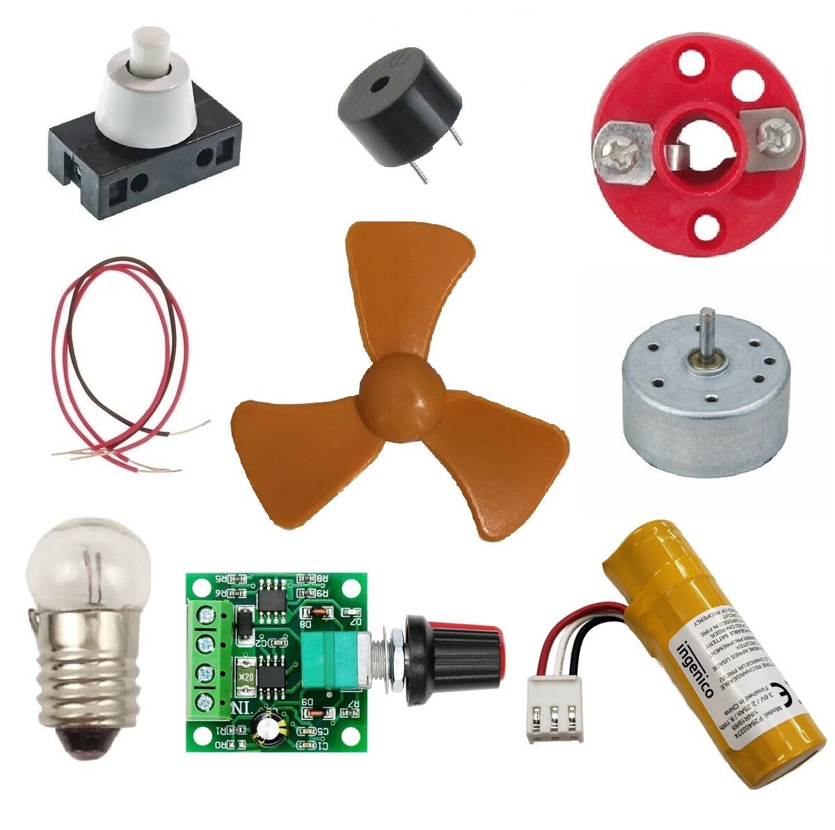 Hız, Parlaklık ve Ses Şiddeti Ayarlı Motor Lamba Buzzer Öğrenci Deney Seti