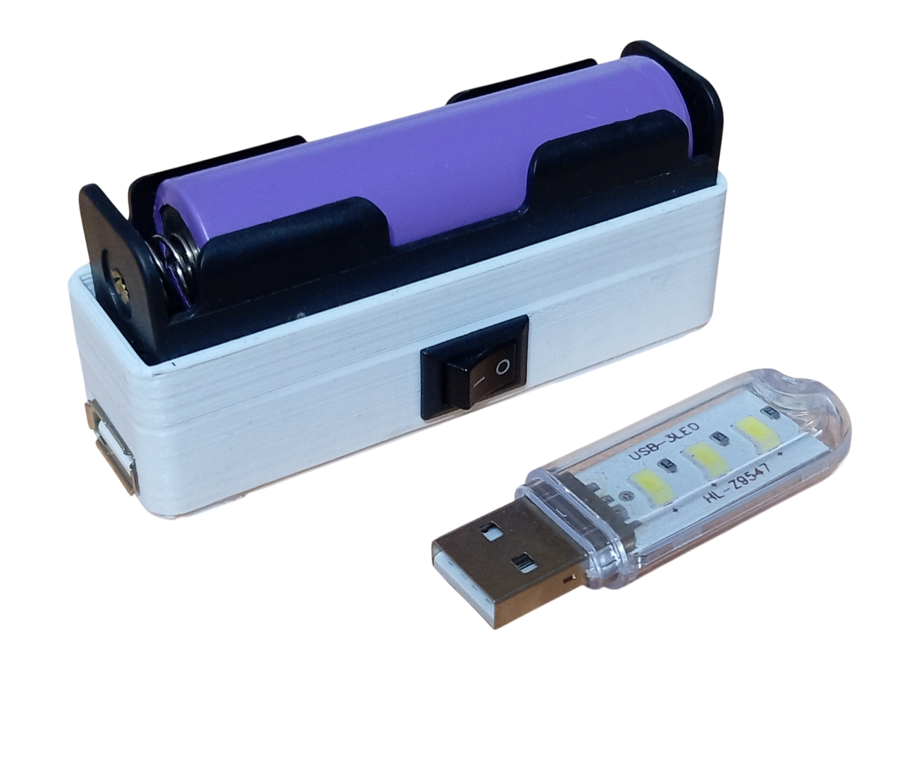 Mini Powerbank Tek Hücreli 18650 Li-Ion 3.7V Pil Type-C ile Şarj ve Mini USB Led Lamba