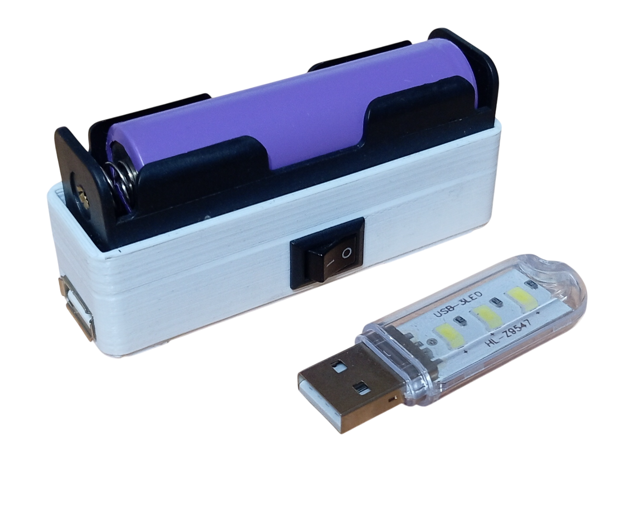 Mini Powerbank Tek Hücreli 18650 Li-Ion 3.7V Pil Type-C ile Şarj ve Mini USB Led Lamba