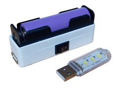 Mini Powerbank Tek Hücreli 18650 Li-Ion 3.7V Pil Type-C ile Şarj ve Mini USB Led Lamba