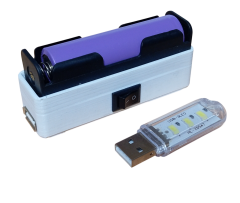 Mini Powerbank Tek Hücreli 18650 Li-Ion 3.7V Pil Type-C ile Şarj ve Mini USB Led Lamba