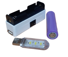 Mini Powerbank Tek Hücreli 18650 Li-Ion 3.7V Pil Type-C ile Şarj ve Mini USB Led Lamba