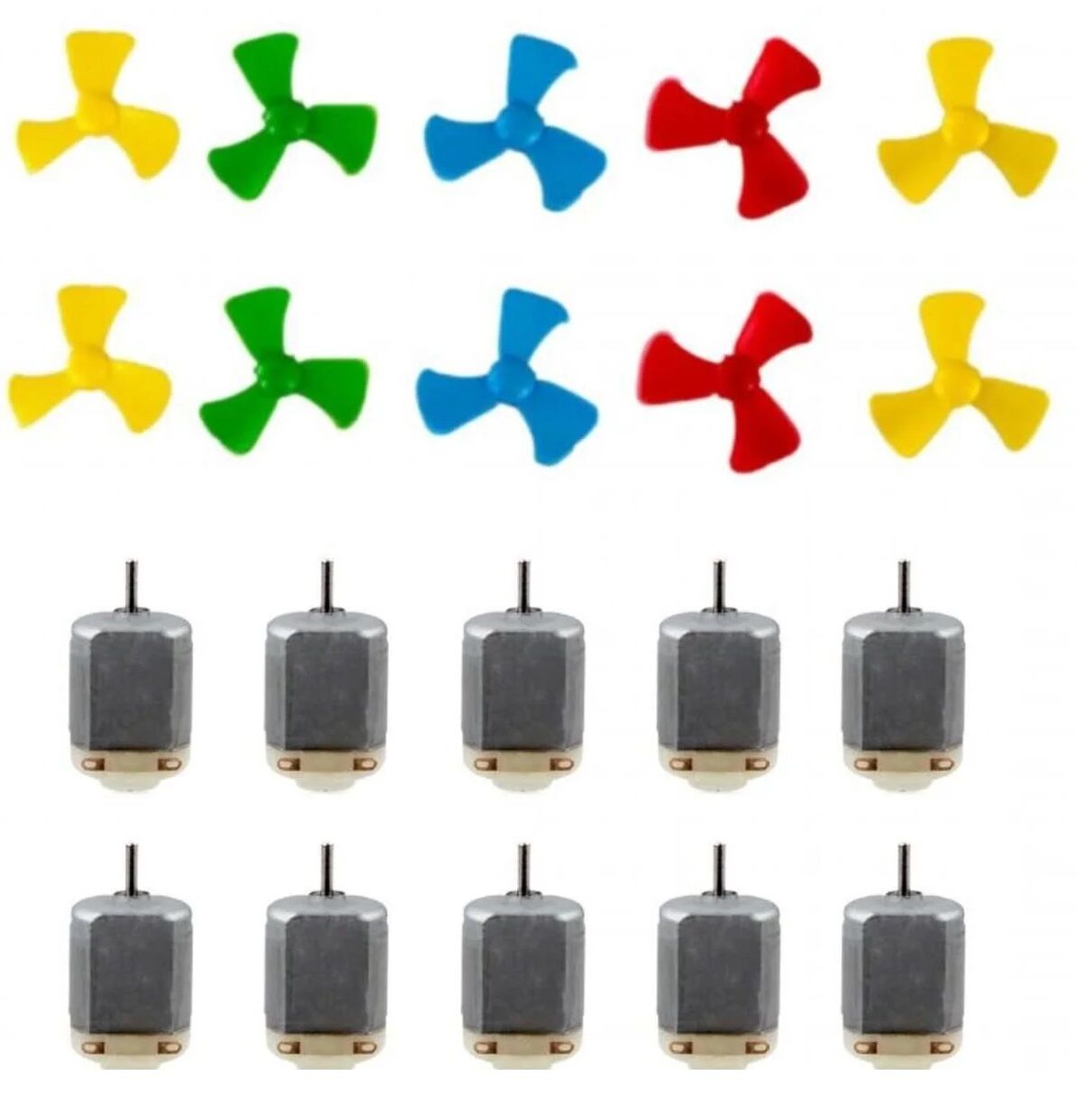 10 Adet Öğrenci Elektrik DC 3V Deney Motoru  ve 10 Adet Deney Motoru Pervanesi