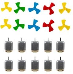 10 Adet Öğrenci Elektrik DC 3V Deney Motoru  ve 10 Adet Deney Motoru Pervanesi