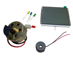 Elektrik Üreten Dinamo Motor (Parmak ile çevrilebilen) Led, Panel ve Buzzer Çalıştıran Hobi Deney Seti