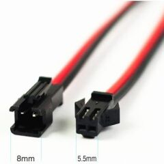 JST SM 2 Pinli 20cm Kablolu Konnektör Seti  22AWG Erkek-Dişi Takım Kablo Soketi
