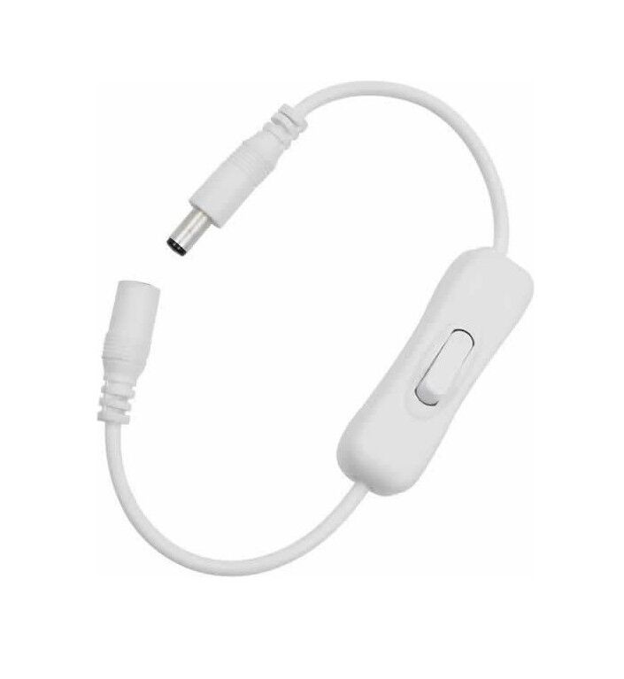 Anahtarlı DC Adaptör Güç Bağlantı Uzatma Kablosu 20cm Beyaz