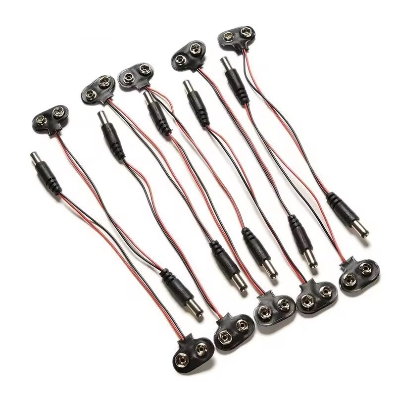10 Adet 9V Pil Barrel Dönüştürücü Güç Kablo Jaklı Pil Başlığı - T Type