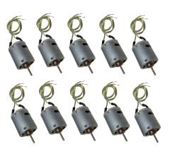 10 Adet 30cm Kablo Lehimli 12V DC Motor Hobi Oyuncak Elektrik Deney Motoru