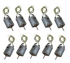 10 Adet 30cm Kablo Lehimli 12V DC Motor Hobi Oyuncak Elektrik Deney Motoru