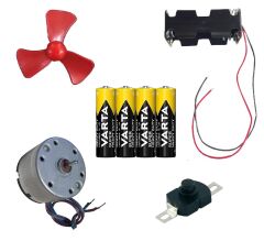 Kutulu DC 6V Güçlü Hobi Oyuncak Motoru Pervane Anahtar Pil Öğrenci Elektrik Motor Deney Seti