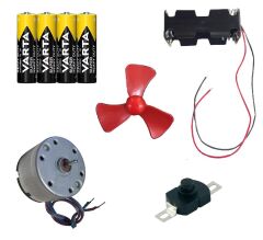 Kutulu DC 6V Güçlü Hobi Oyuncak Motoru Pervane Anahtar Pil Öğrenci Elektrik Motor Deney Seti