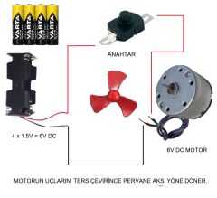 Kutulu DC 6V Güçlü Hobi Oyuncak Motoru Pervane Anahtar Pil Öğrenci Elektrik Motor Deney Seti