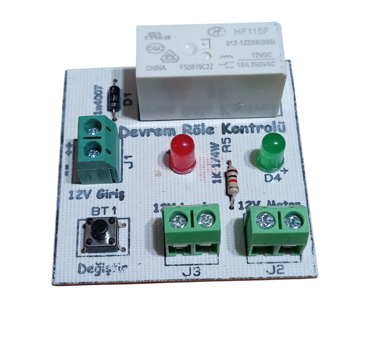 İlk Devrem Adaptörlü Motorlu Lambalı Röle Kontrol Devresi - Monteli