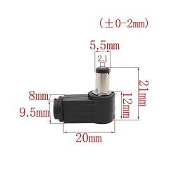 Arduino 90 Derece Power Güç Soketi 5.5x2.1mm Erkek DC Barrel Jack 2.1mm Şaselere Uygun L Uçlu Soket