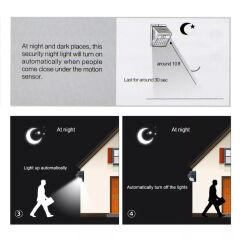 Güneş Enerjili 20 Ledli Bahçe Aydınlatma Hareket Sensörlü Dış Mekan Gece Lambası Beyaz Işık