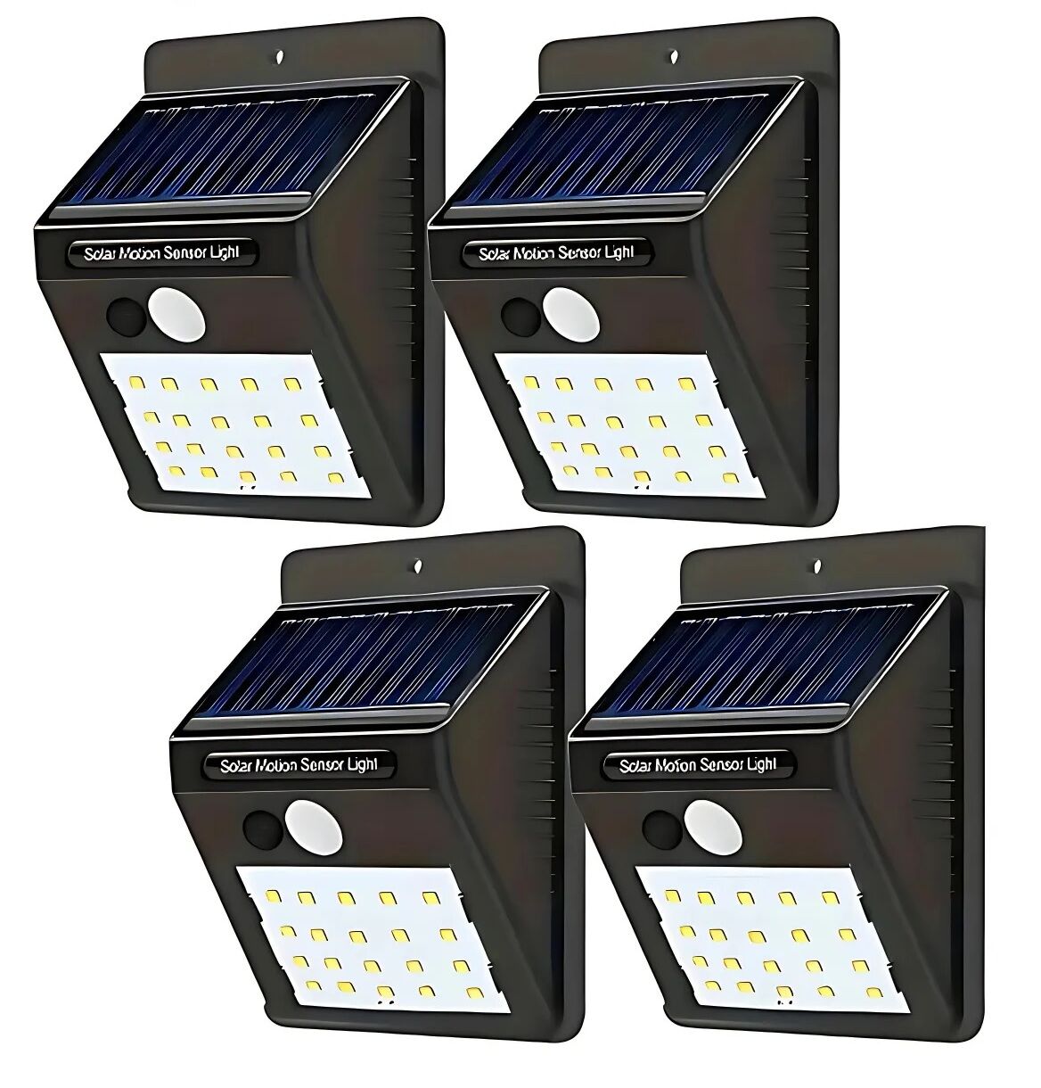 Bahçe, Garaj ve Dış Mekan için Güneş Enerjili Sensörlü Led Duvar Lambası Beyaz Işık - 4 Adet