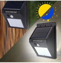 Bahçe, Garaj ve Dış Mekan için Güneş Enerjili Sensörlü Led Duvar Lambası Beyaz Işık - 4 Adet