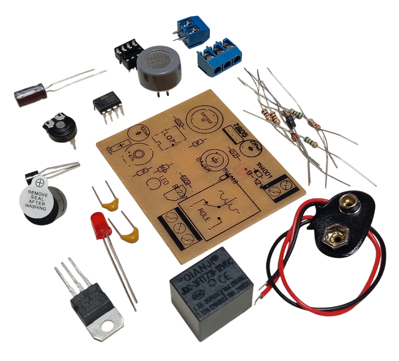 DC 9-12V MQ-7 CO Karbonmonoksit Sensörü Kendin Yap Hobi Devresi DIY Lehimleme Kiti - Demonte(Montesiz)