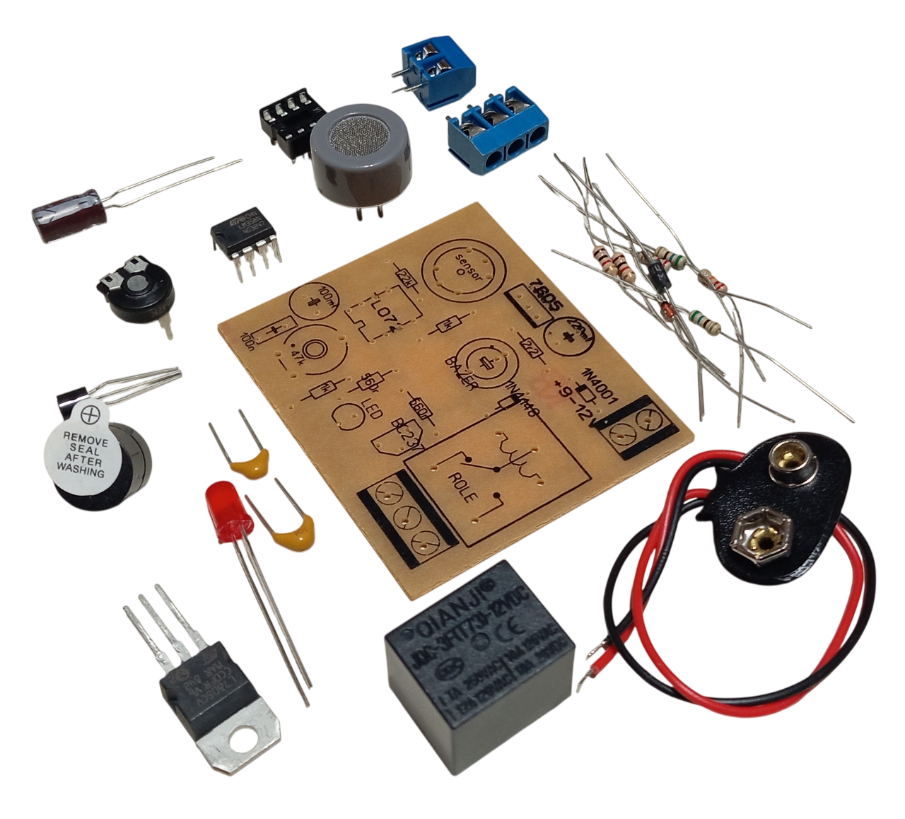 DC 9-12V MQ-7 CO Karbonmonoksit Sensörü Kendin Yap Hobi Devresi DIY Lehimleme Kiti Demonte (Montesiz)